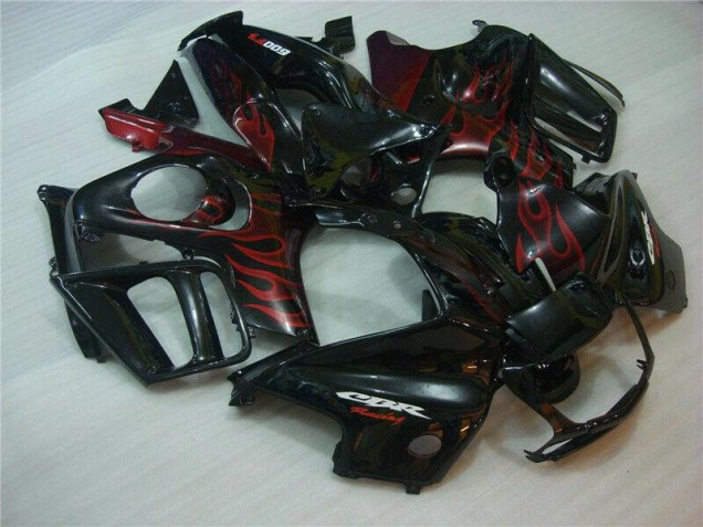 Best 1995-1998 Black Red Flame Honda CBR600 F3 Motorcyle Fairings