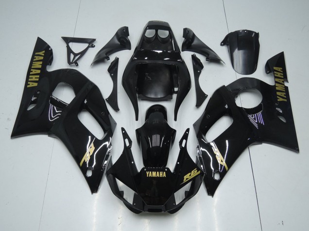 Best 1998-2002 Glossy Black Gold Sticker Yamaha YZF R6 Bike Fairings