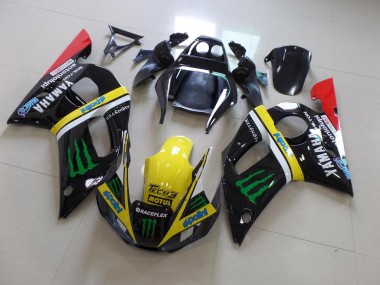 Best 1998-2002 Black Yellow Monster Yamaha YZF R6 Bike Fairings