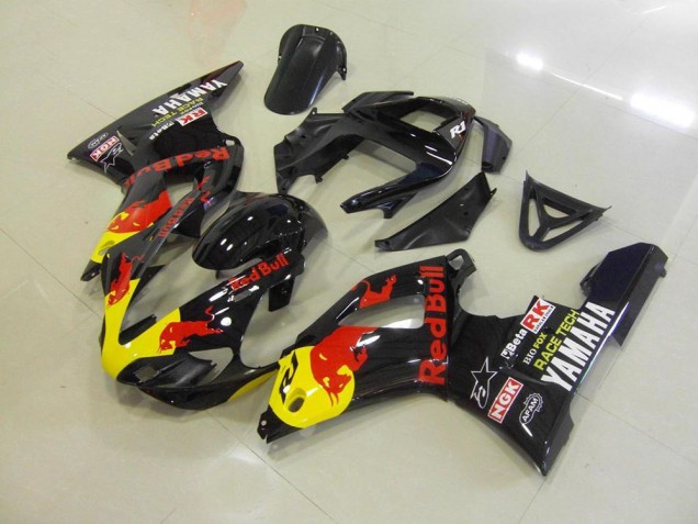 Best 2000-2001 Black Red Bull Yamaha YZF R1 Bike Fairings