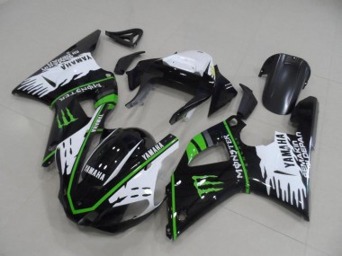 Best 2000-2001 Black White Green Monster Yamaha YZF R1 Motorbike Fairing