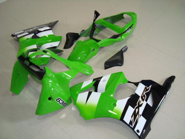 Best 2000-2002 Green Black Kawasaki ZX6R Bike Fairing Kit