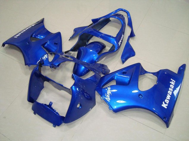 Best 2000-2002 Blue with White Decals Kawasaki ZX6R Motorcycle Replacement Fairings