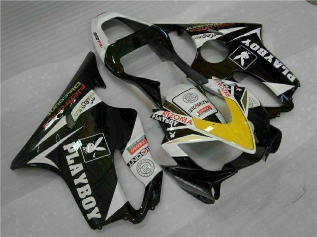 Best 2001-2003 Yellow Silver Black Playboy Honda CBR600 F4i Motorcycle Fairing Kit