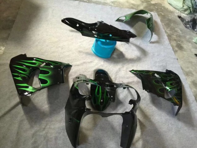 Best 2002-2003 Glossy Black Green Flame Kawasaki ZX9R Motorcycle Fairings Best 2002-2003 Glossy Black Green Flame Kawasaki ZX9R Motorcycle Fairings