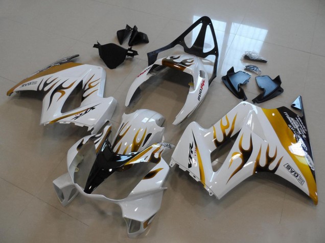 Best 2002-2013 White Gold Black Flame Honda VFR800 Bike Fairings Best 2002-2013 White Gold Black Flame Honda VFR800 Bike Fairings