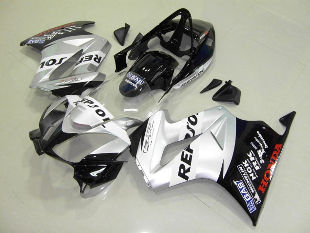 Best 2002-2013 Silver Repsol Honda VFR800 Motorbike Fairing Kits Best 2002-2013 Silver Repsol Honda VFR800 Motorbike Fairing Kits
