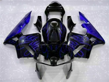Best 2003-2004 Black with Blue Flame Honda CBR600RR Motorcycle Fairing Kits