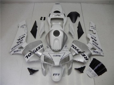 Best 2003-2004 Silver White Black Repsol Honda CBR600RR Motorcycle Fairings Kit
