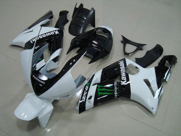 Best 2003-2004 White Monster Kawasaki ZX6R Motorbike Fairing Kits