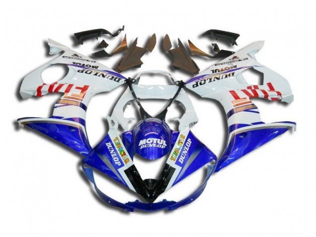 Best 2003-2005 White Blue Fiat Motul Dunlop Yamaha YZF R6 Bike Fairings Best 2003-2005 White Blue Fiat Motul Dunlop Yamaha YZF R6 Bike Fairings