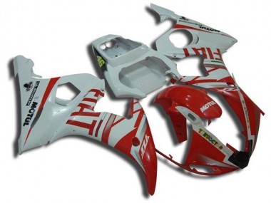 Best 2003-2005 White Motul Red Fiat Yamaha YZF R6 Replacement Motorcycle Fairings