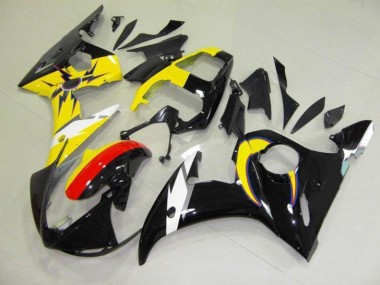 Best 2003-2005 Moon Black Yellow Yamaha YZF R6 Motorcycle Fairings Kits