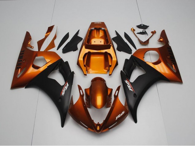 Best 2003-2005 Brown and Matte Black Yamaha YZF R6 Bike Fairings