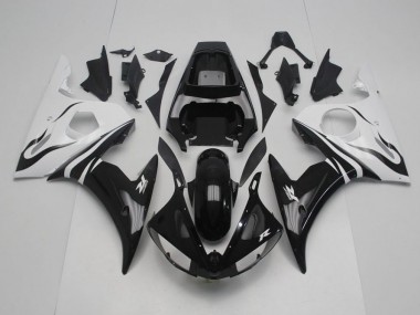 Best 2003-2005 Black and White Yamaha YZF R6 Motor Bike Fairings