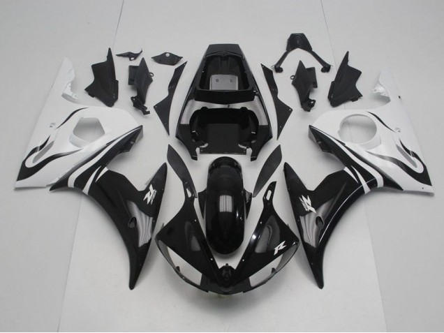 Best 2003-2005 Black and White Yamaha YZF R6 Motor Bike Fairings