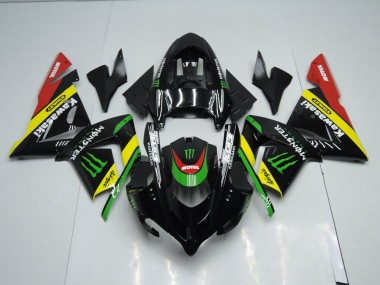 Best 2003-2005 Black Yellow Monster Kawasaki ZX10R Replacement Motorcycle Fairings
