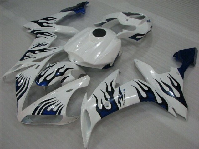 Best 2004-2006 White Blue Flame Yamaha YZF R1 Replacement Fairings