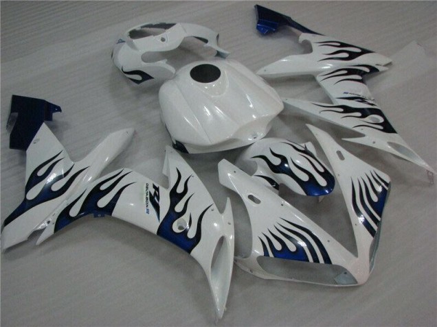 Best 2004-2006 White Blue Flame Yamaha YZF R1 Replacement Fairings