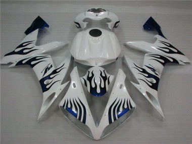 Best 2004-2006 White Blue Flame Yamaha YZF R1 Replacement Fairings