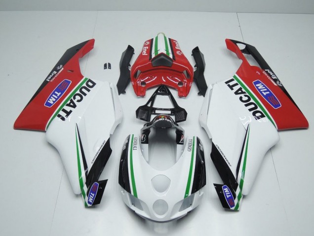 Best 2005-2006 White Red Enel Ducati 749 999 Bike Fairing Kit