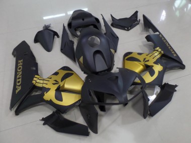 Best 2005-2006 Matte Black with Gold Skull Honda CBR600RR Moto Fairings