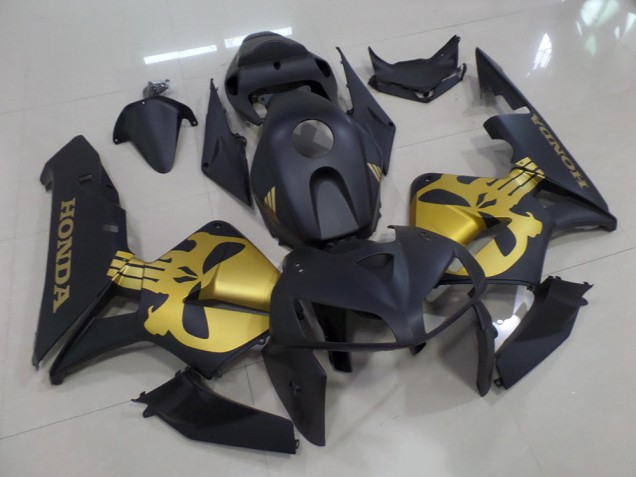 Best 2005-2006 Matte Black with Gold Skull Honda CBR600RR Moto Fairings Best 2005-2006 Matte Black with Gold Skull Honda CBR600RR Moto Fairings