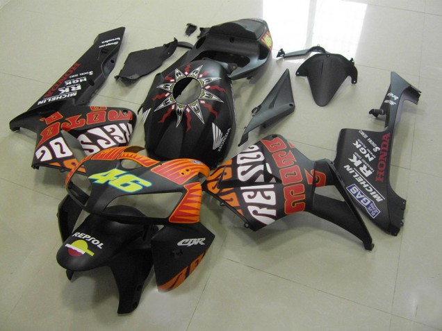 Best 2005-2006 Rossi Matte Black Honda CBR600RR Motorcycle Fairings Kits Best 2005-2006 Rossi Matte Black Honda CBR600RR Motorcycle Fairings Kits