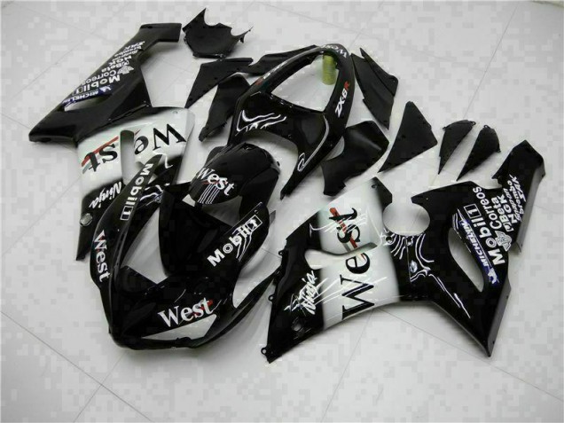Best 2005-2006 Black Kawasaki ZX6R Bike Fairings