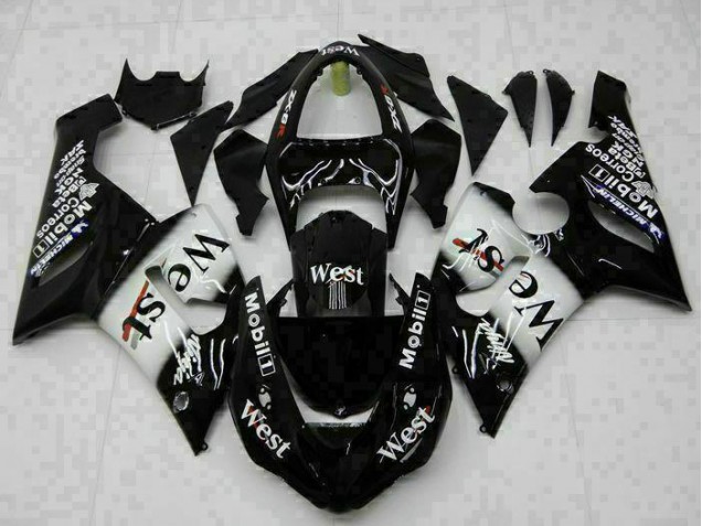 Best 2005-2006 Black Kawasaki ZX6R Bike Fairings
