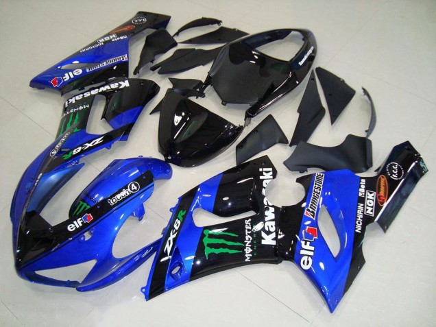 Best 2005-2006 Candy Blue Monster Kawasaki ZX6R Motorcycle Fairing Kits