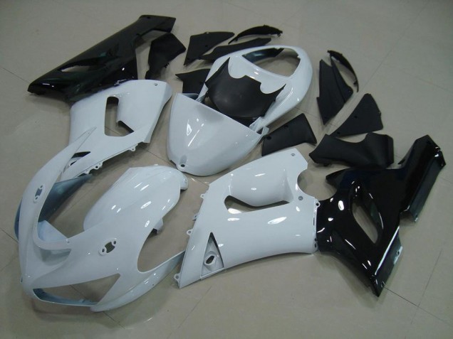 Best 2005-2006 White Black Kawasaki ZX6R Replacement Motorcycle Fairings
