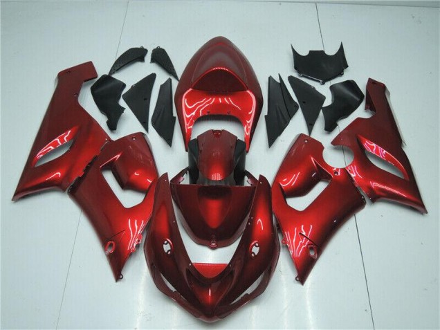 Best 2005-2006 Candy Red Kawasaki ZX6R Motorcycle Fairing Kits