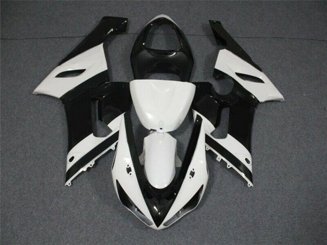Best 2005-2006 Black White Kawasaki ZX6R Motorcycle Replacement Fairings