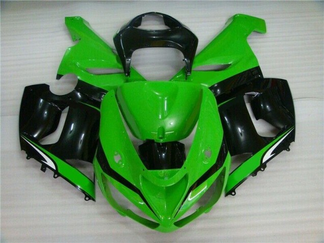 Best 2005-2006 Green White Black Kawasaki ZX6R Motorcyle Fairings