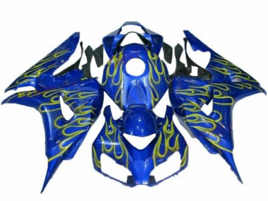 Best 2006-2007 Yellow Flame Blue Honda CBR1000RR Replacement Fairings
