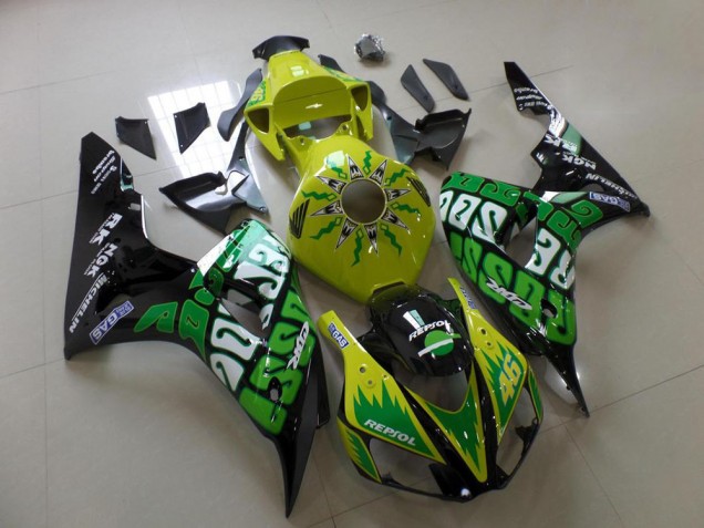 Best 2006-2007 Green Yellow Rossi Honda CBR1000RR Replacement Motorcycle Fairings Best 2006-2007 Green Yellow Rossi Honda CBR1000RR Replacement Motorcycle Fairings