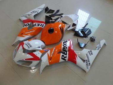 Best 2006-2007 White and Orange Repsol Honda CBR1000RR Replacement Motorcycle Fairings