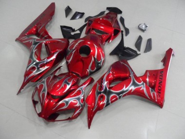 Best 2006-2007 Red with Black Grey Flame Honda CBR1000RR Motorcycle Bodywork