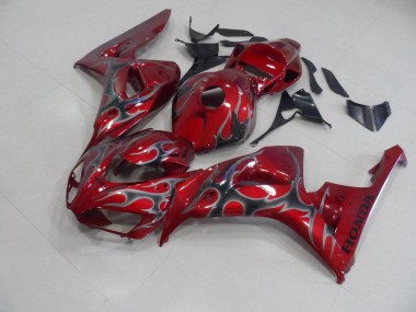 Best 2006-2007 Red Silver Flame Honda CBR1000RR Motorcycle Fairings Kits