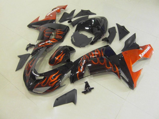 Best 2006-2007 Orange Flame Kawasaki ZX10R Motorcyle Fairings Best 2006-2007 Orange Flame Kawasaki ZX10R Motorcyle Fairings
