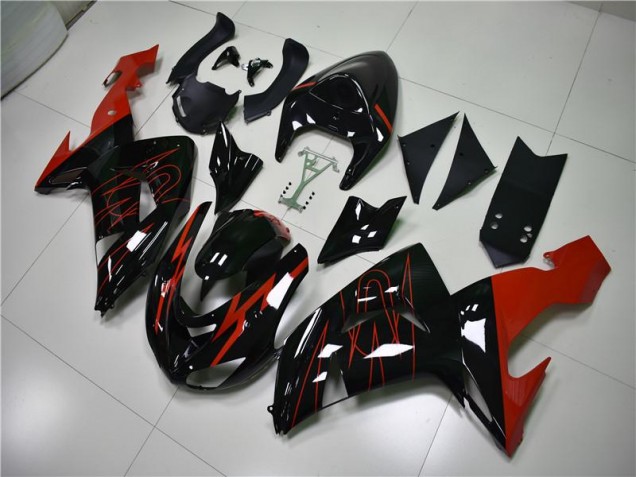 Best 2006-2007 Black Red Kawasaki ZX10R Motorcycle Fairings Best 2006-2007 Black Red Kawasaki ZX10R Motorcycle Fairings
