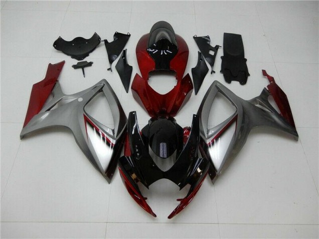 Best 2006-2007 Red Silver Suzuki GSXR 600/750 Bike Fairing Kit Best 2006-2007 Red Silver Suzuki GSXR 600/750 Bike Fairing Kit