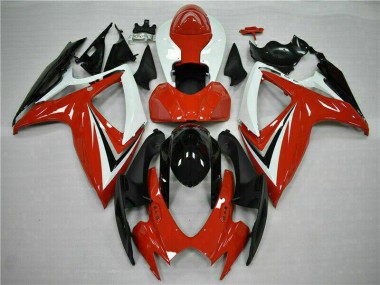 Best 2006-2007 Red White Suzuki GSXR 600/750 Motorcycle Fairings Kits