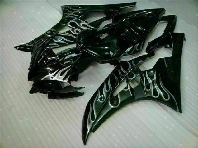 Best 2006-2007 Silver Flame Black Yamaha YZF R6 Motor Fairings