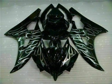 Best 2006-2007 Silver Flame Black Yamaha YZF R6 Motor Fairings