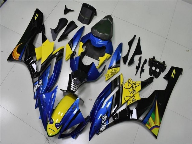 Best 2006-2007 Blue Shark Yamaha YZF R6 Motorcycle Fairings Kits