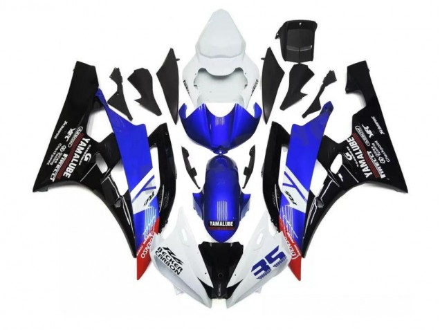 Best 2006-2007 Blue White Yamaha YZF R6 Motorcycle Fairings Kit