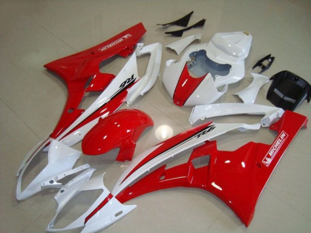 Best 2006-2007 Red White Yamaha YZF R6 Motorcycle Fairing