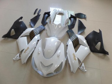 Best 2006-2011 White and Matte Black Kawasaki ZX14R ZZR1400 Bike Fairings